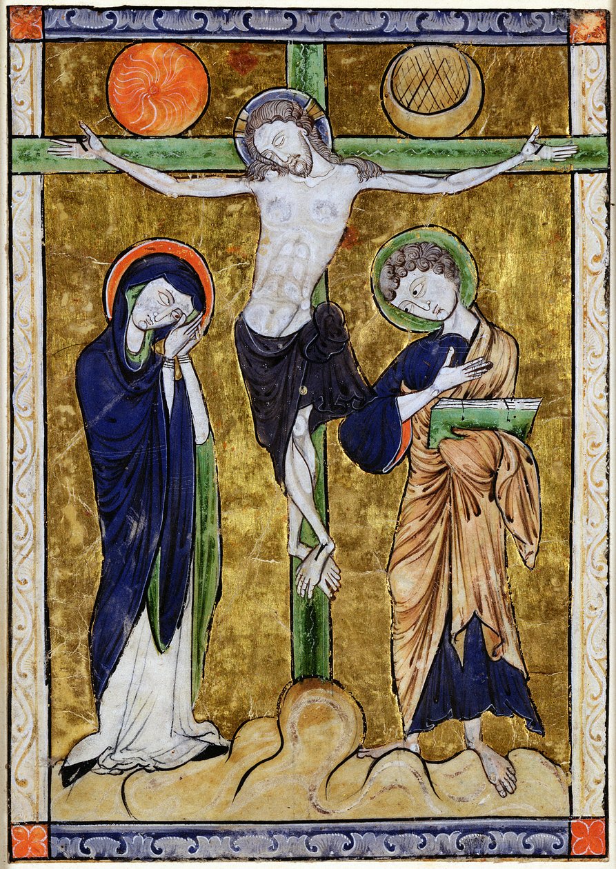 Ukřižování, z žaltáře, c.1215 od French School