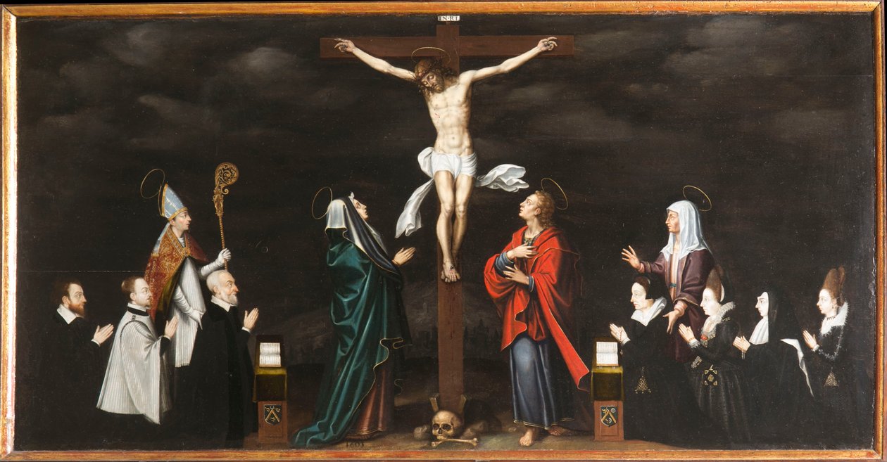 Ukřižování, portréty dárců. Triptych Auberyho od French School