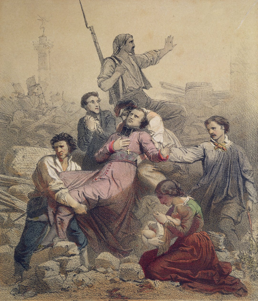 Smrt monseigneura Affreho (1793-1848) 25. června 1848 od French School
