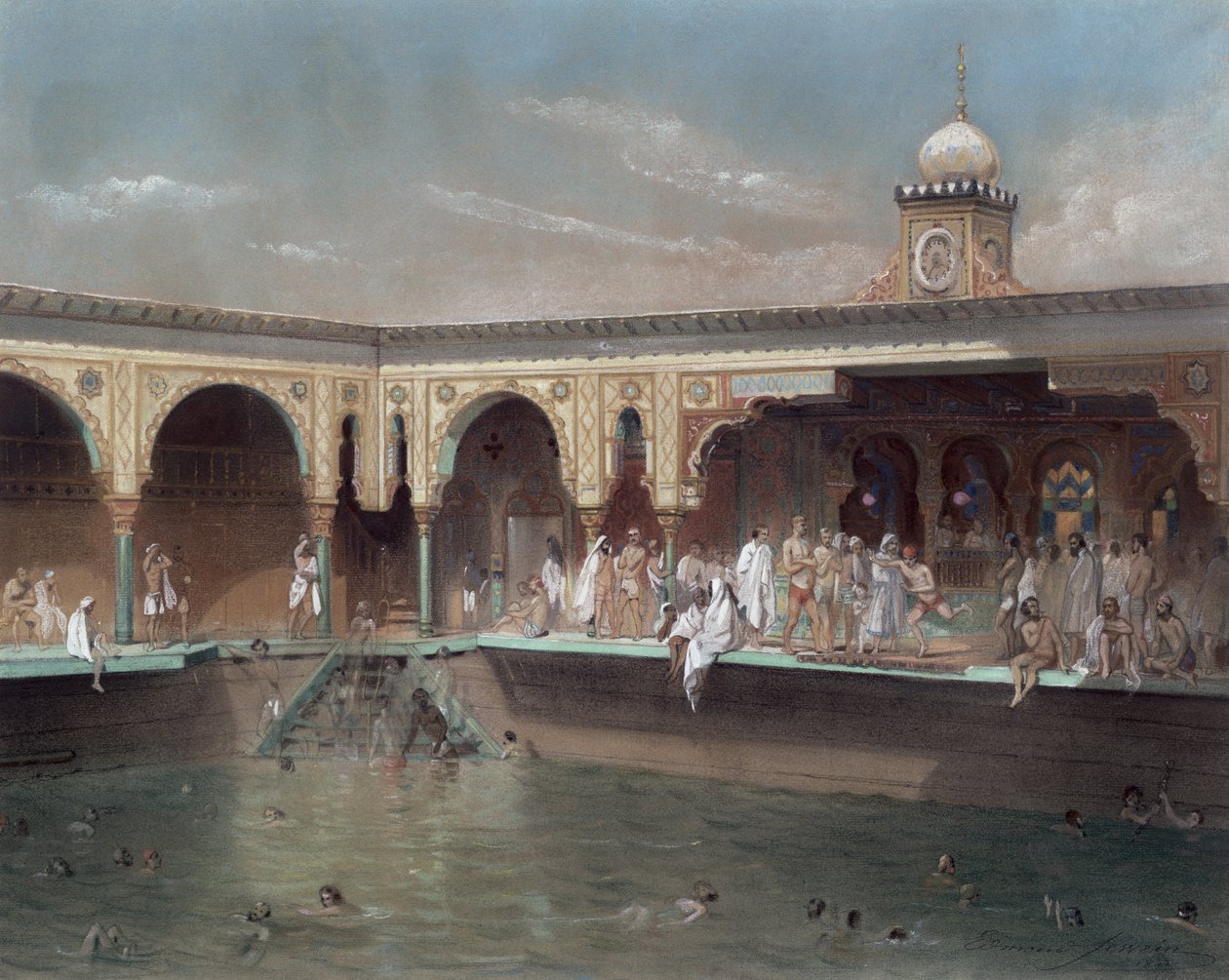 The Deligny Baths, Paříž, 1842 (wc na papíře) od French School