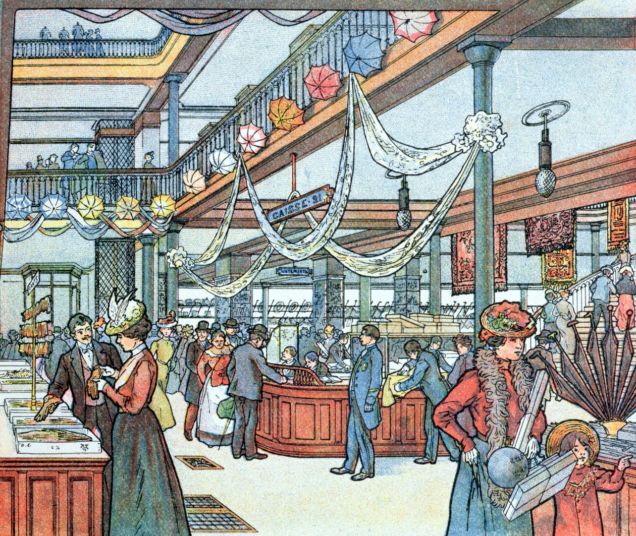 Obchodní dům, ilustrace z Cours Schweiter, kolem roku 1900 od French School