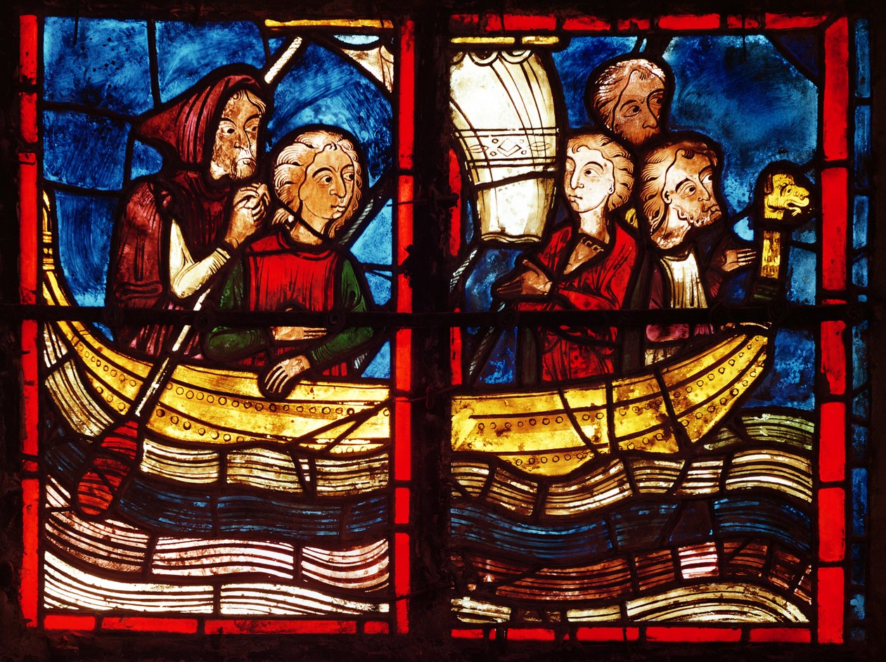Odjezd do Jeruzaléma, z příběhu Panny Marie Egyptské v kapli de la Sainte-Croix od French School