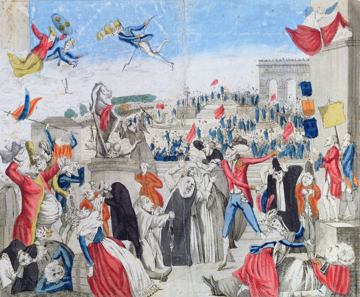 Zoufalí aristokraté sledují Fete de la Federation na Champs de Mars, 14. července 1790, kolem roku 1790 od French School