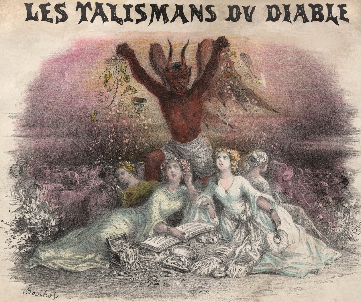 Ďábelské talismany, píseň pro čtyřku. Litografie od French School