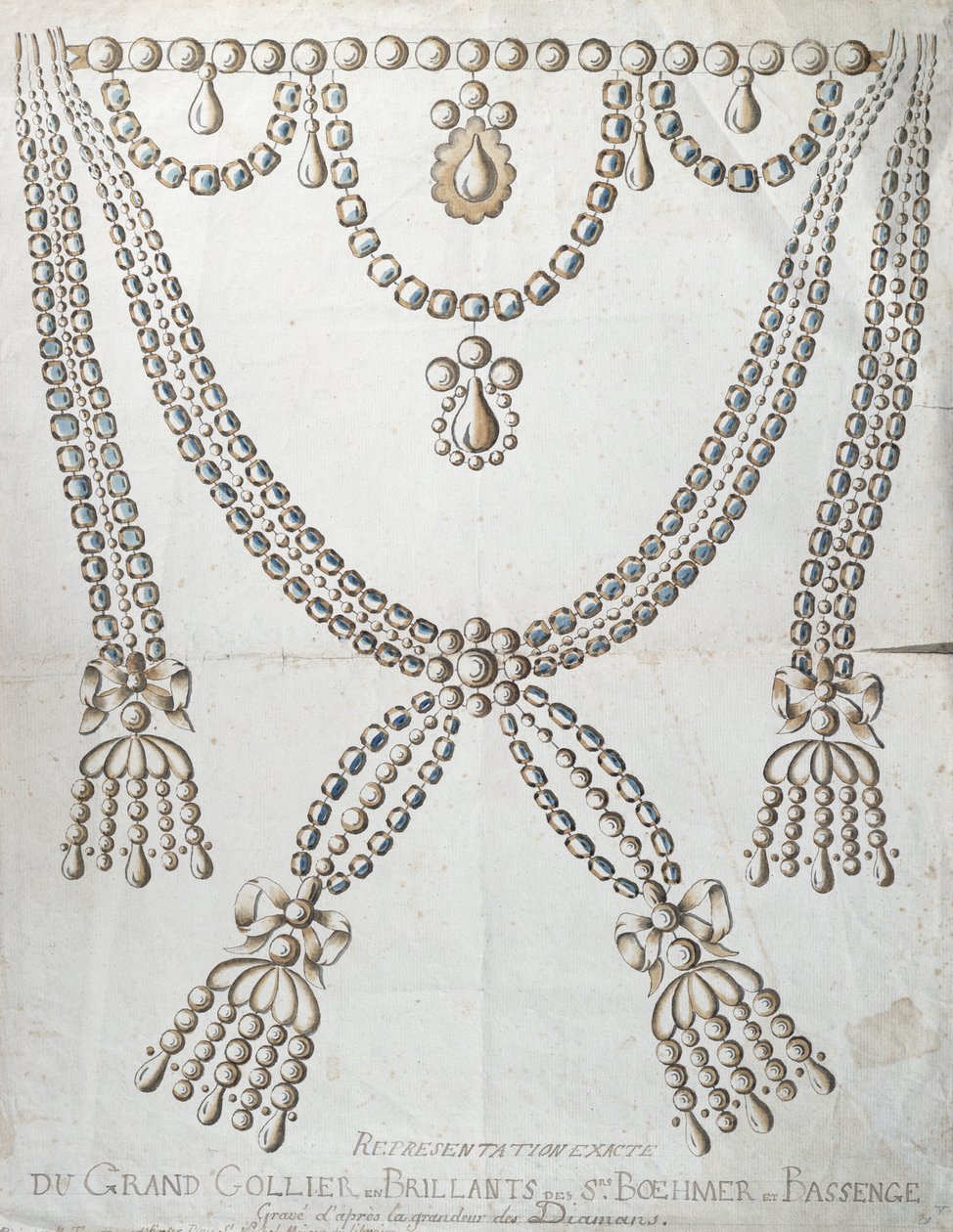 Diamantový náhrdelník zapojený do aféry Collier de la Reine, kolem roku 1785 od French School