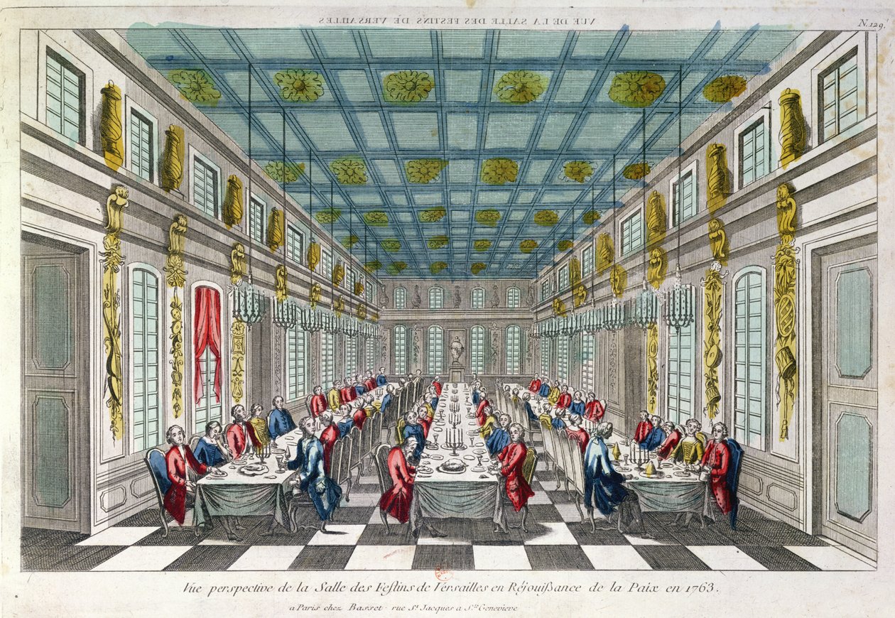 Jídelna ve Versailles v roce 1763 od French School