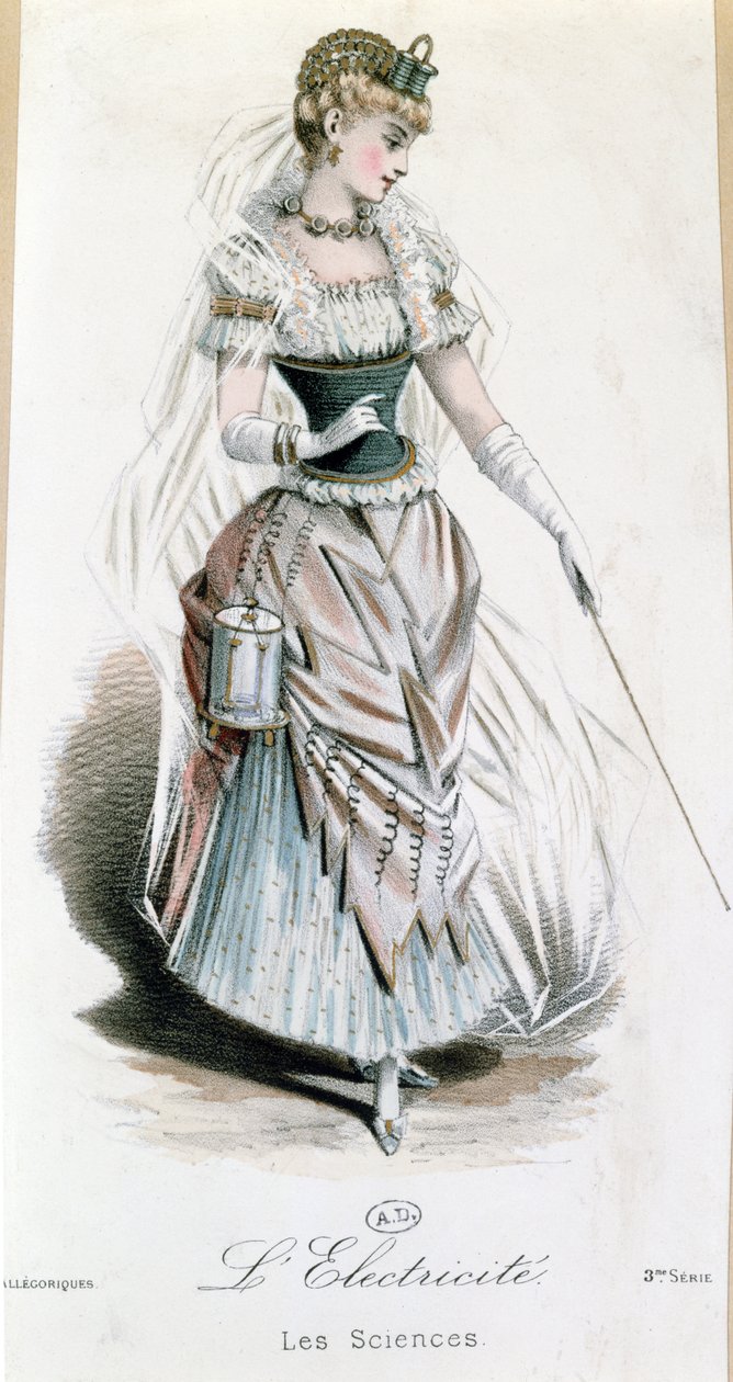 The Electricity Fairy, kostým na maškarní ples s baterií, kolem roku 1885 od French School