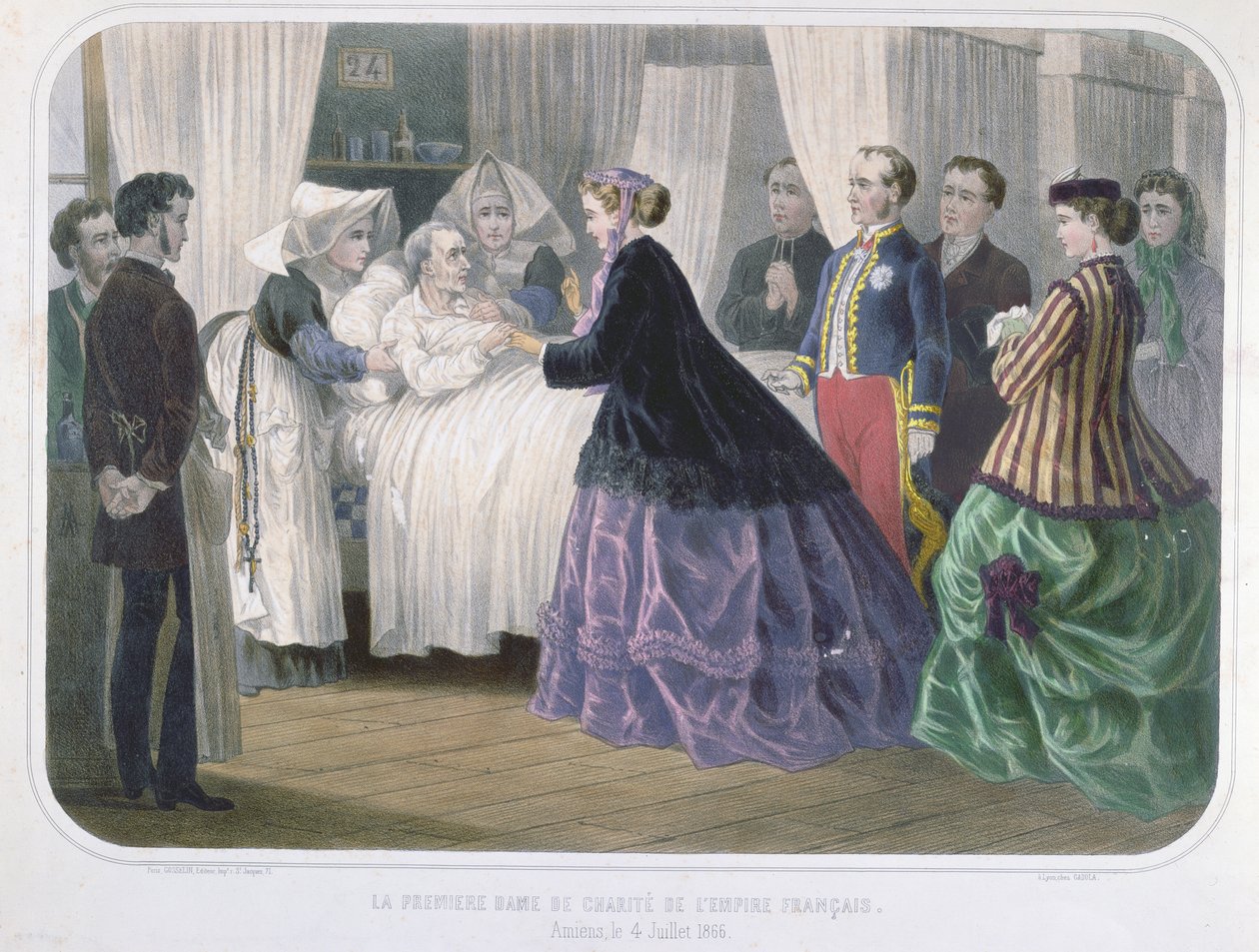 Císařovna Eugenie (1829-1920) navštívila oběti cholery v Amiens 4. července 1866, asi 1866-70 od French School