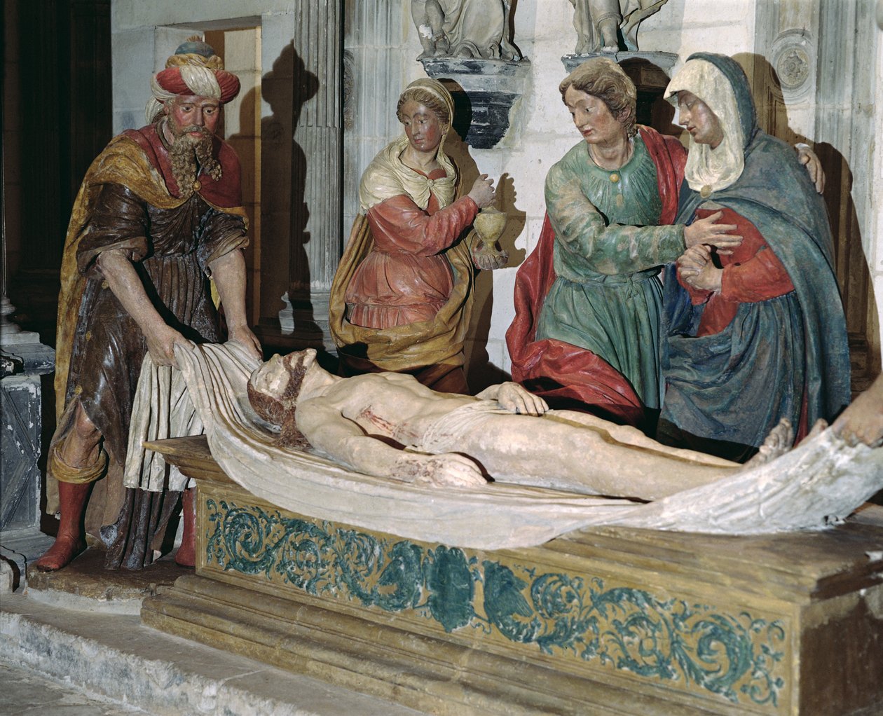 The Entombment (polychromované dřevo) od French School