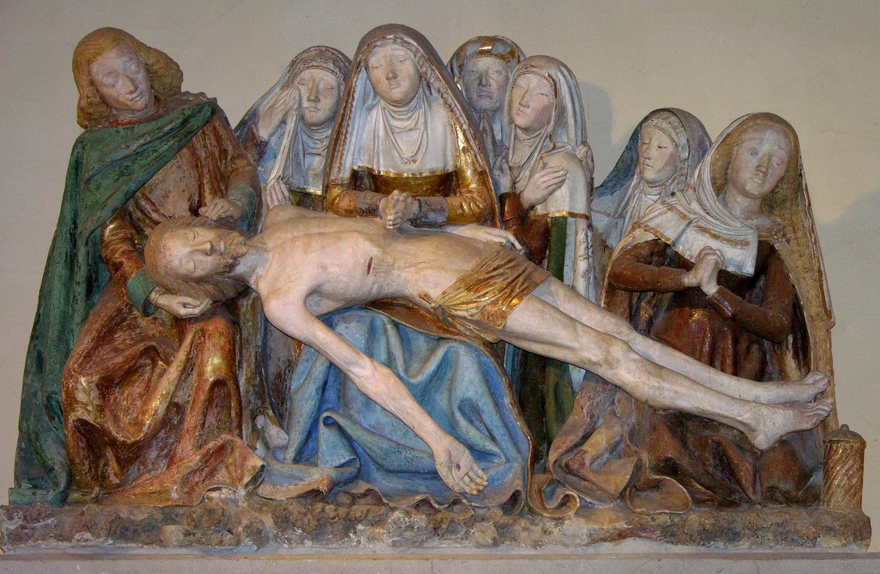 The Entombment, 1490 (malovaný kámen) (detail) od French School