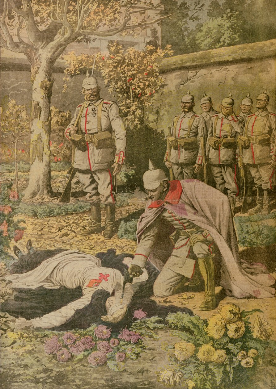 Poprava Edith Cavellové (1865-1915) z Le Petit Journal, listopad 1915 od French School
