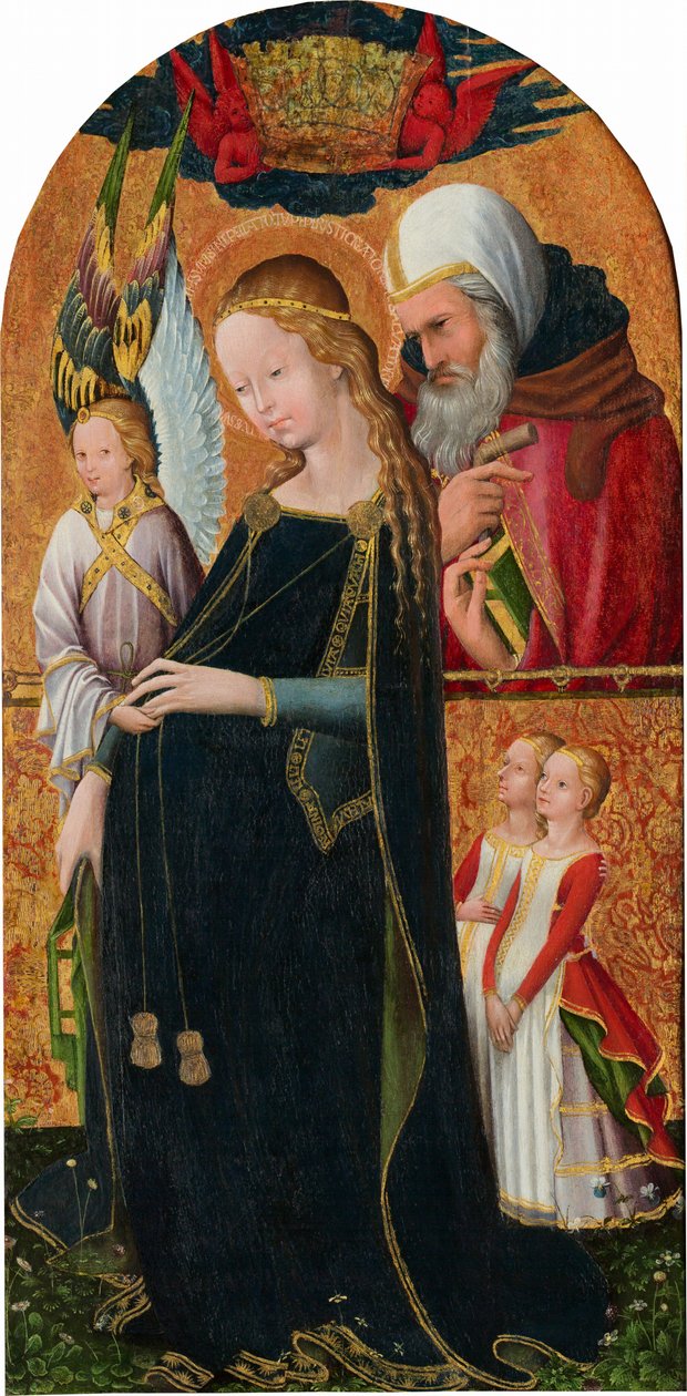 Nastávající Madona se svatým Josefem, c. 1425/1450 (tempera na evropském ořechu) od French School
