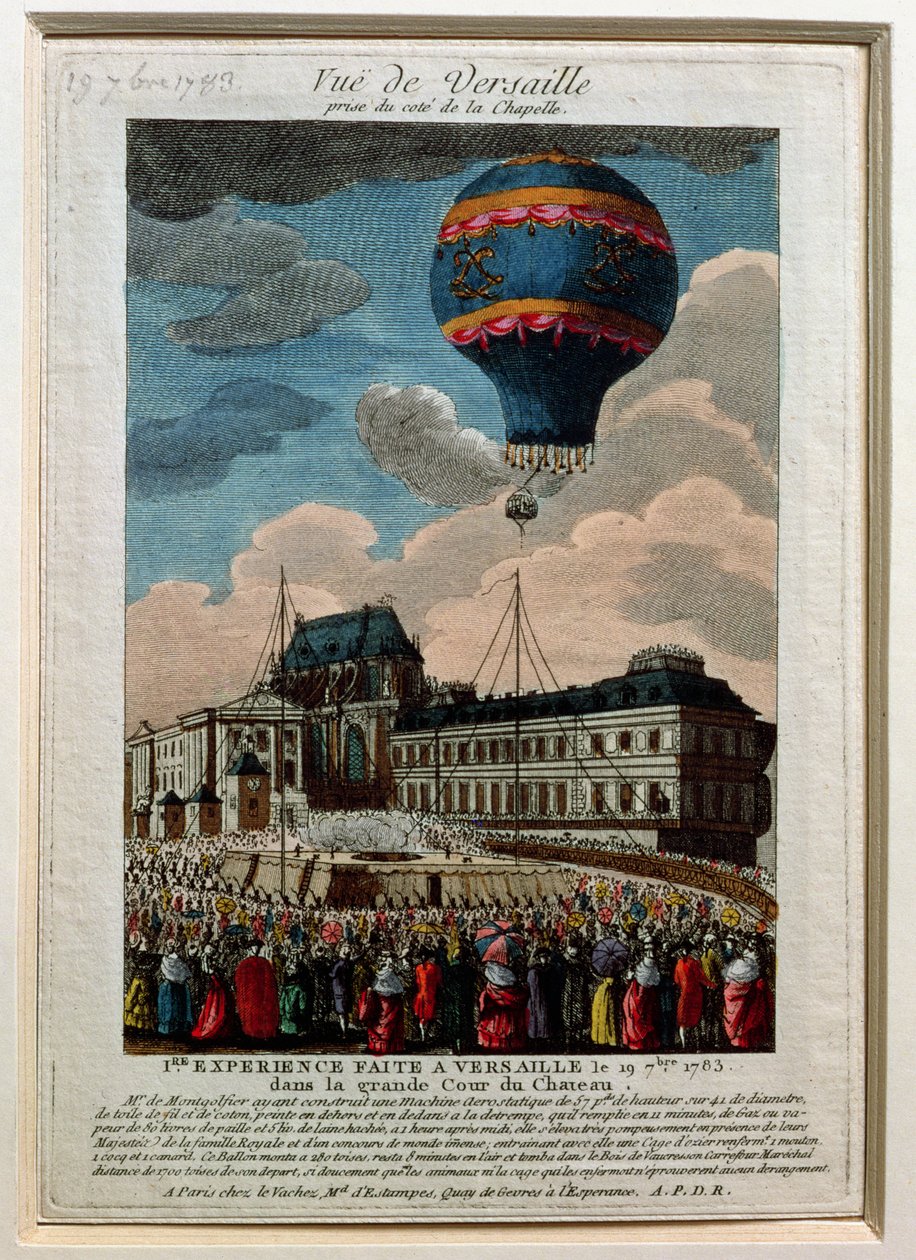 První balónový experiment na zámku ve Versailles, 19. září 1783 od French School