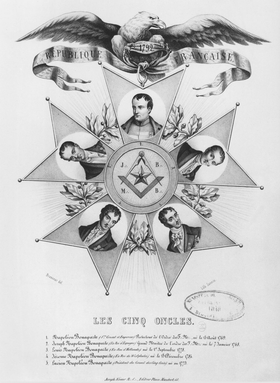 Pět strýců svobodného zednářství, 1848 od French School