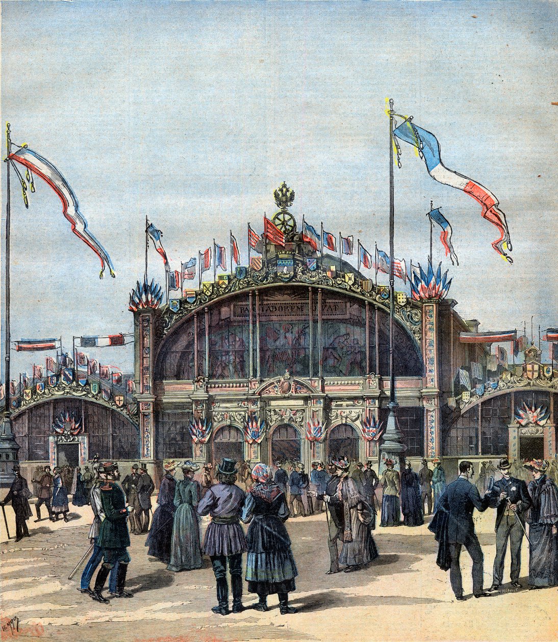 Francouzská výstava v Moskvě (květen-říjen 1892) Pohled na fasádu. Ilustrace pro Le Petit Journal od French School
