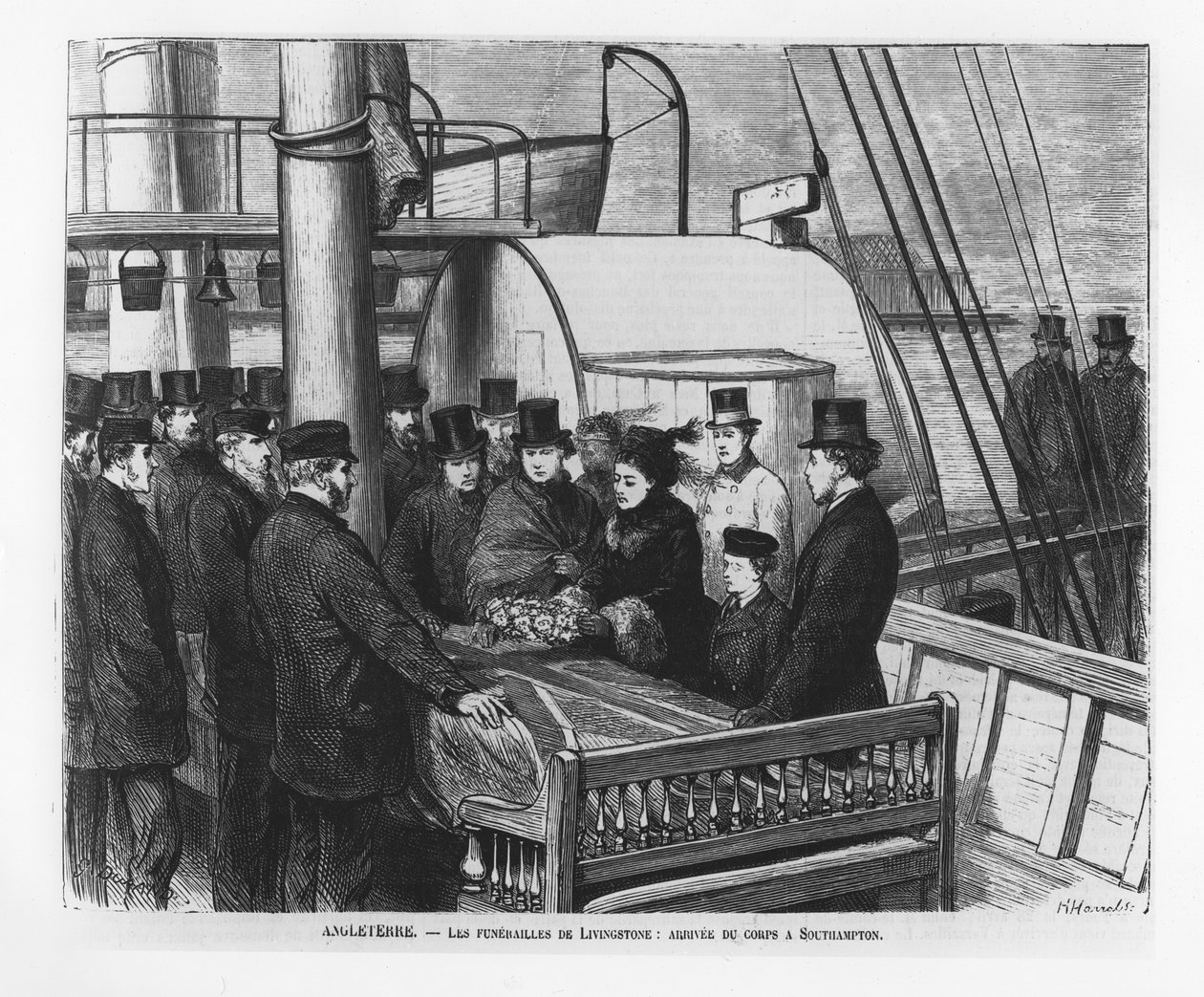 Pohřeb Davida Livingstona: Příjezd jeho mrtvoly do Southamptonu od French School