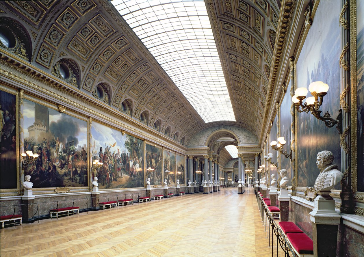 Galerie des Batailles (Galerie bitev) vyzdobená 33 obrazy znázorňujícími největší francouzská vojenská vítězství, dokončená v roce 1837 od French School