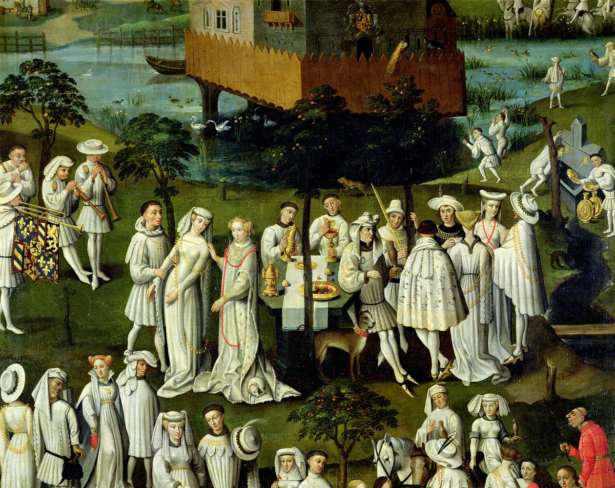 Zahrada lásky na dvoře Filipa Dobrého, v zahradách Chateau de Hesdin v roce 1431 (detail 32980) od French School