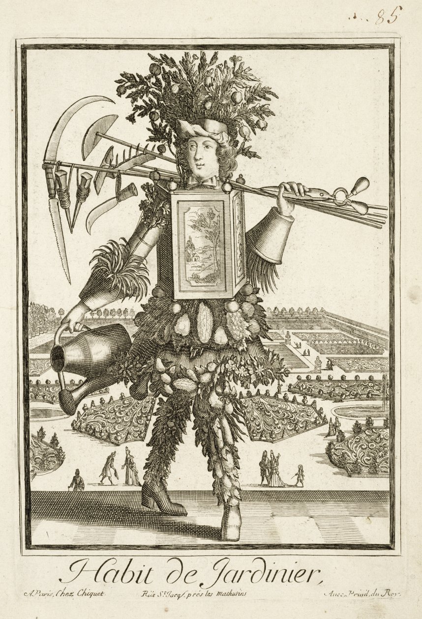 Kostým zahradníků, ilustrace z Dictionnaire des Sciences od Denise Diderota (1713-84) vydaného kolem roku 1770 od French School
