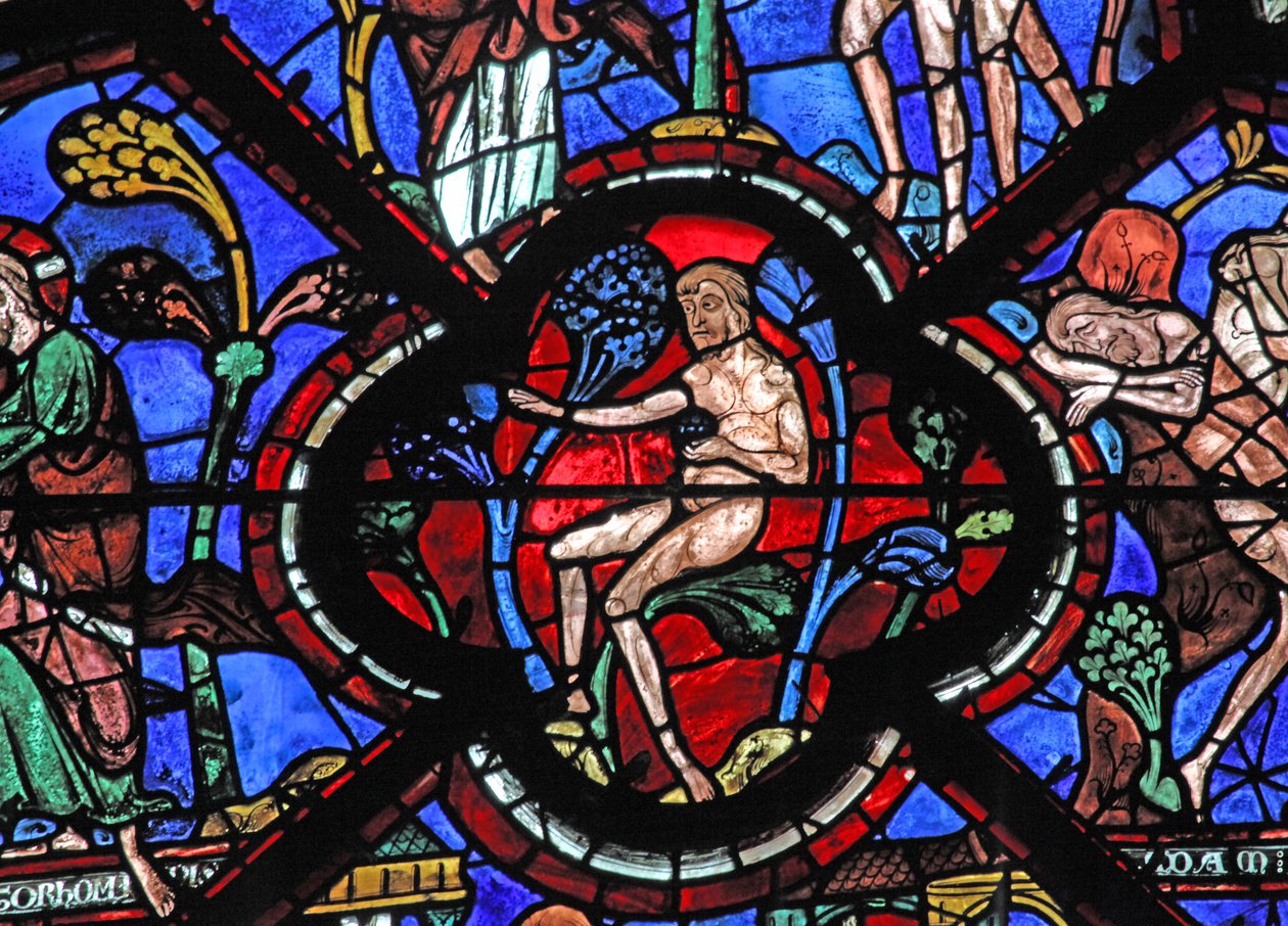 Okno dobrého Samaritána: Adam v rajské zahradě (w44) od French School