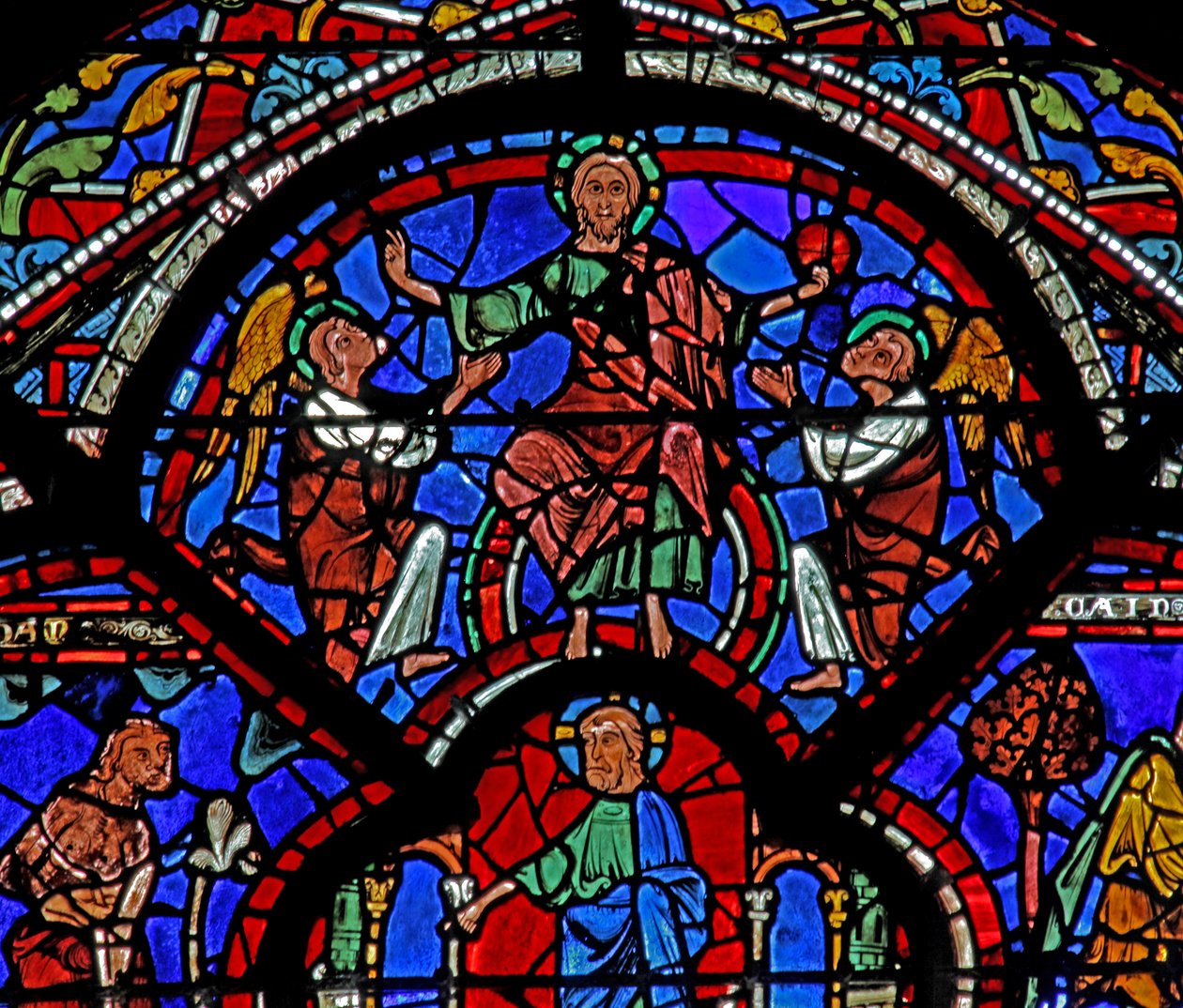 Okno milosrdného Samaritána: Kristus jako vykoupení (w44) od French School