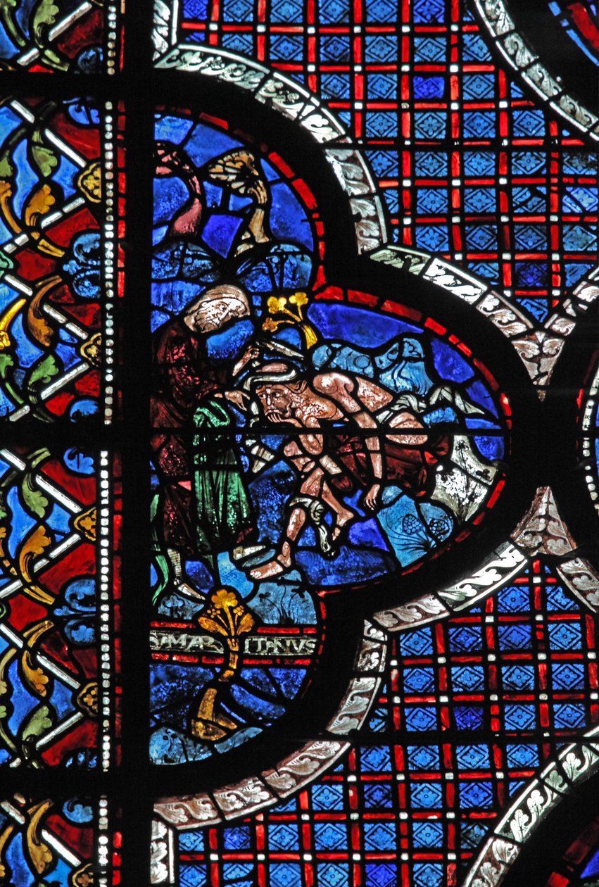Okno dobrého Samaritána: Samaritán si váže rány (w44) od French School