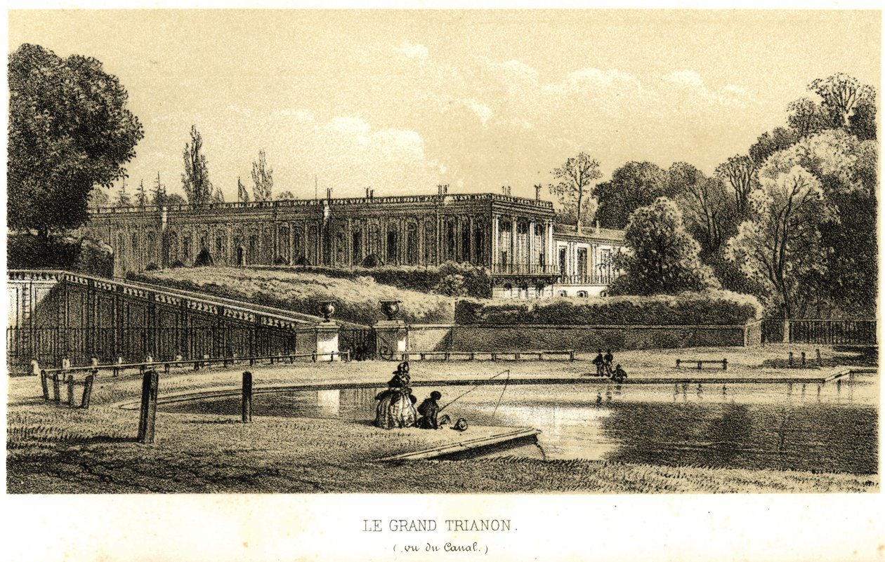 Grand Trianon, při pohledu z kanálu ve Versailles v roce 1857. od French School