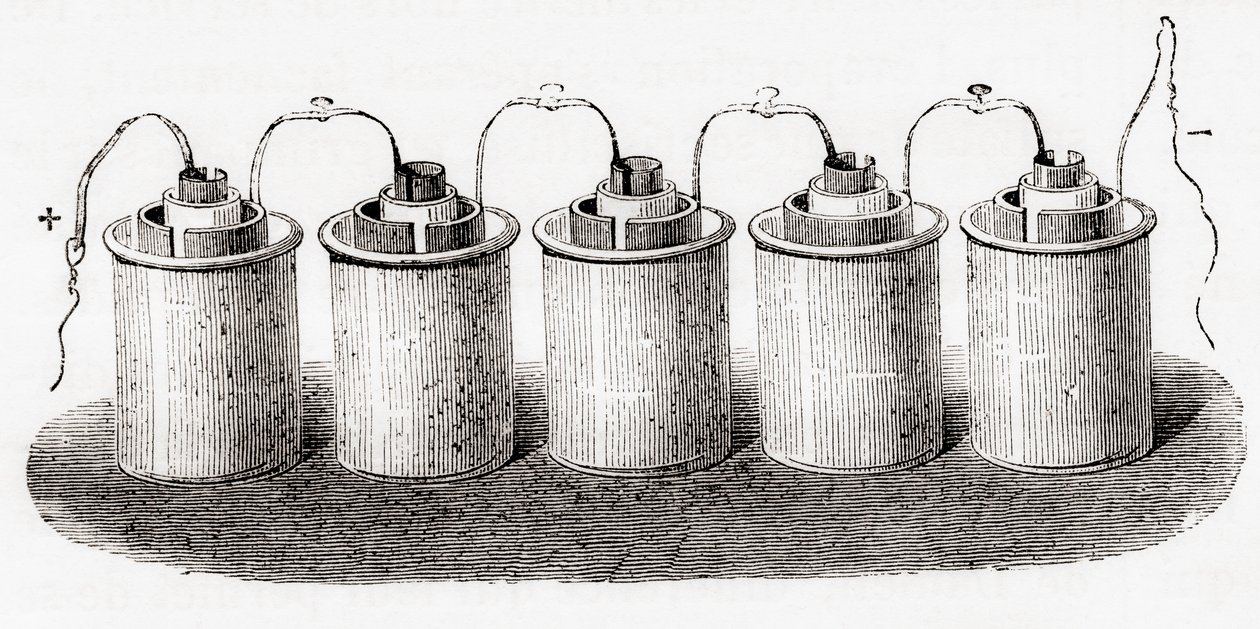 The Grove cell, z Les Merveilles de la Science, pub.1870. od French School