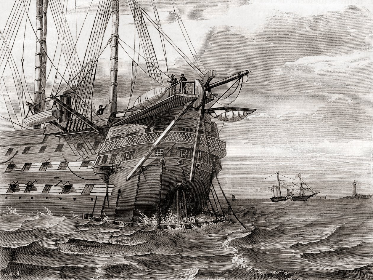 HMS Agamemnon pokládá transatlantický telegrafní kabel, 2. srpna od French School
