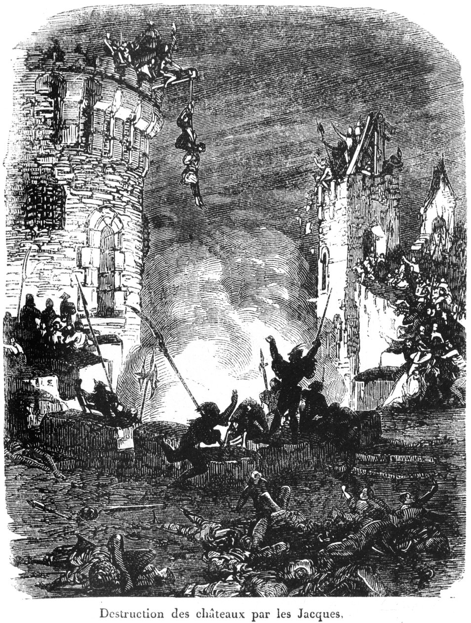 Jacques ničí hrady v roce 1358 od French School