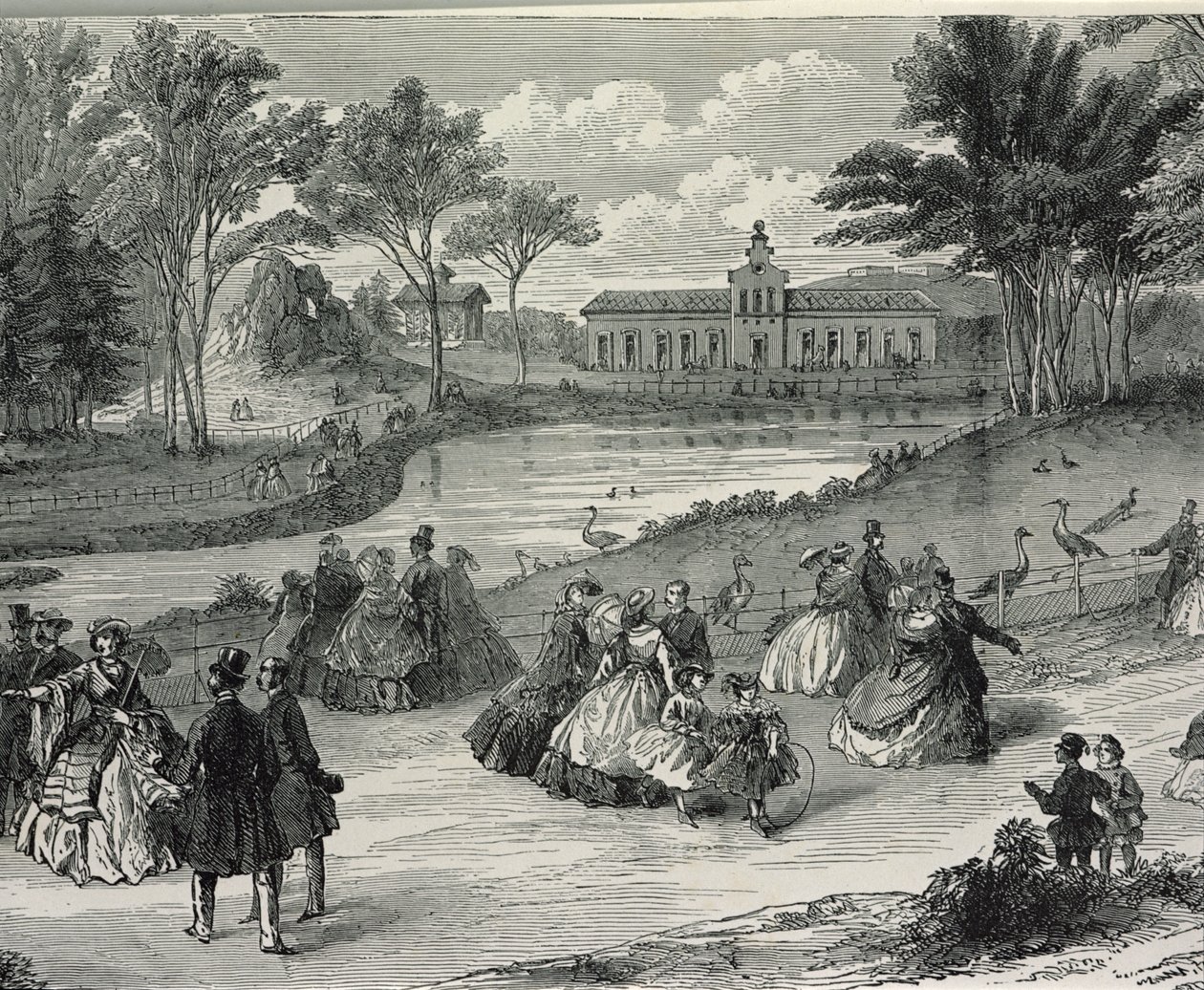 The Jardin dAcclimatation, Paříž, 1855 (č. rytina) od French School