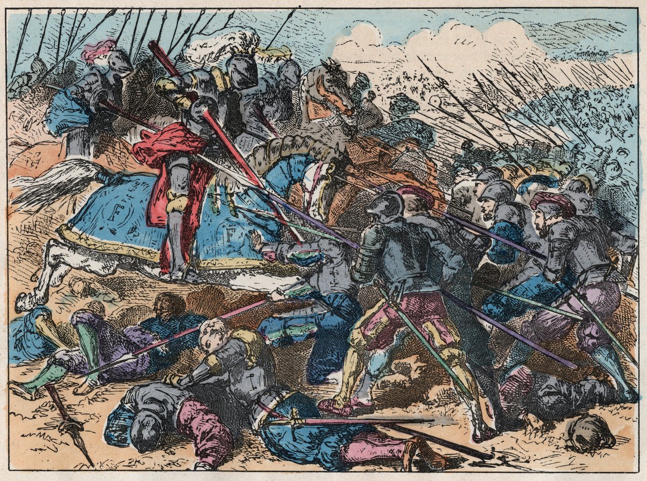 Francouzský král Francois I. (1494-1547) v bitvě u Marignanu ve dnech 13. a 14. září 1515 - František I. (1494-1547) v bitvě u Marignana od French School