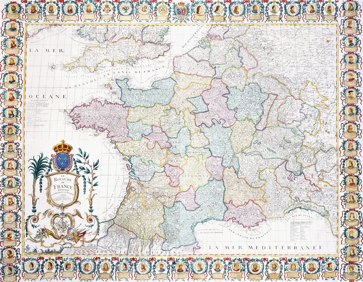 Francouzské království rozdělené na místní vlády, 1751 od French School