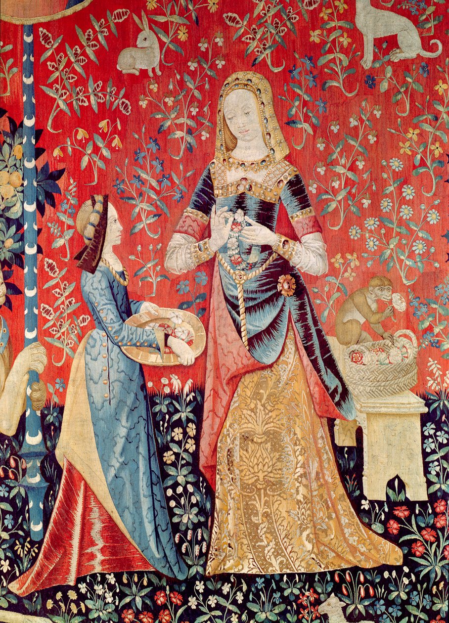 Dáma a jednorožec: Vůně (detail z roku 11816) od French School