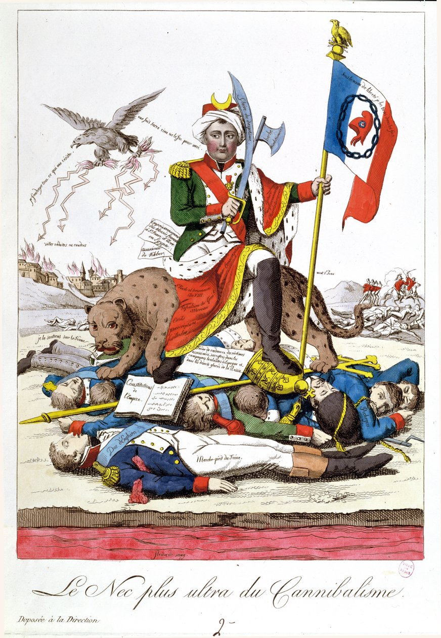Poslední slovo v kanibalismu, anti-Napoleonská karikatura, c.1815 od French School