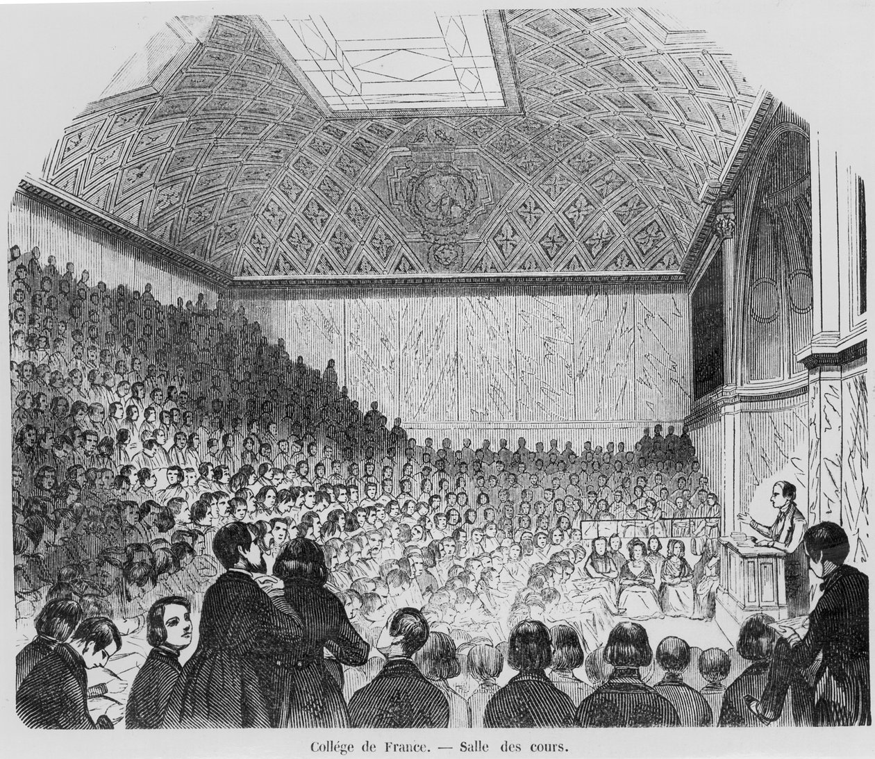 Přednáškové divadlo College de France, z Tableaux de Paris od E. Texiera, 1852 od French School
