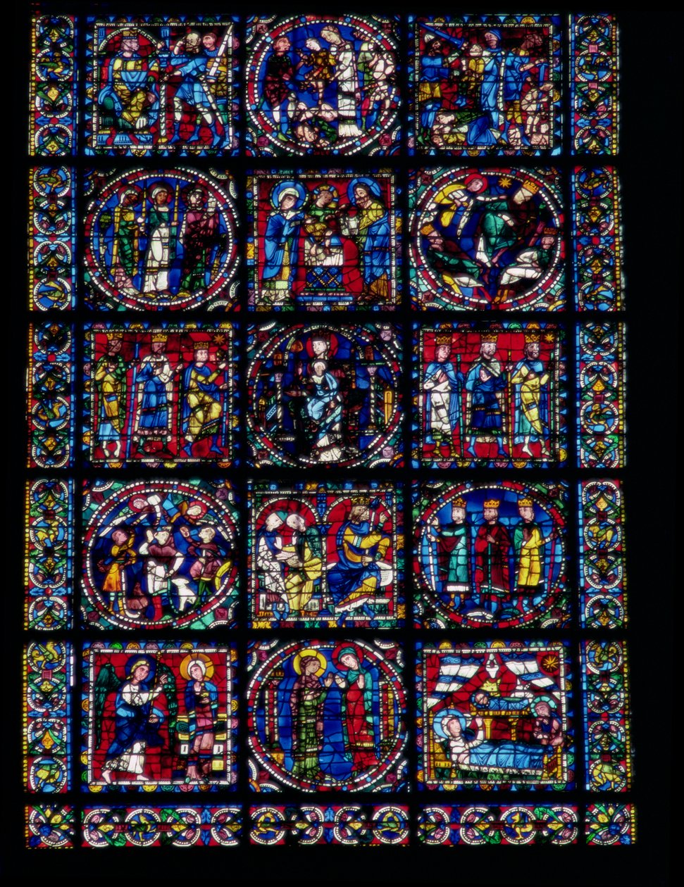 Život Kristův, cyklus Nového zákona, spodní polovina okna, c.1145-50 od French School