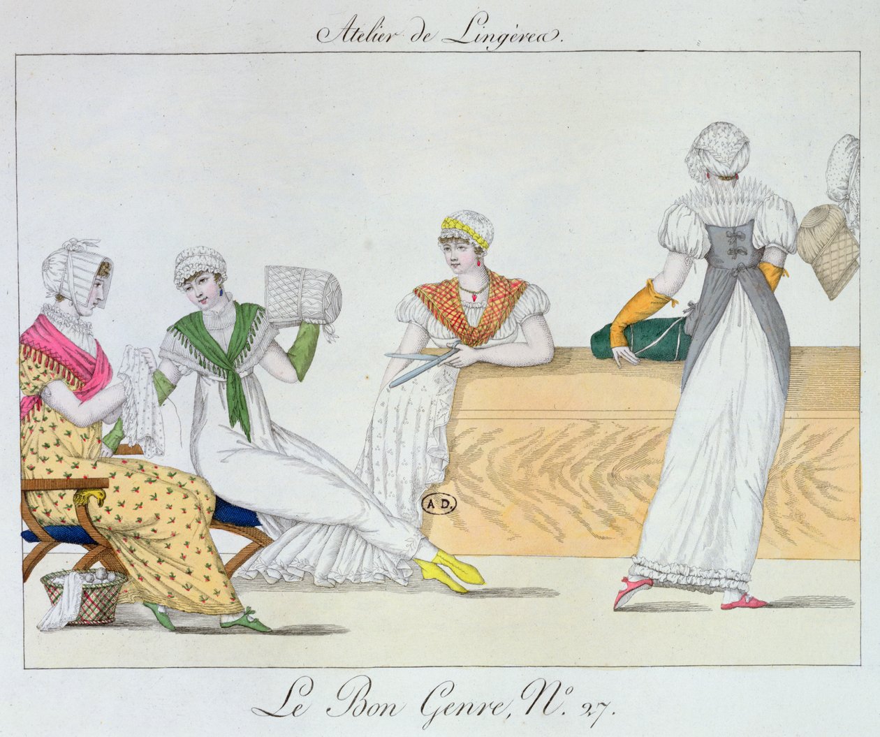 The Lingerie Workshop, deska 27 z Le Bon Genre, 1827 od French School
