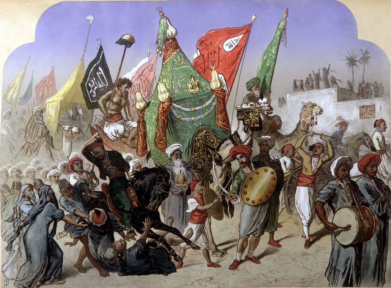 Mahmal: Návrat posvátného koberce z Mekky – v „moderním Egyptě“, od Henri de Monte, v.1870 od French School