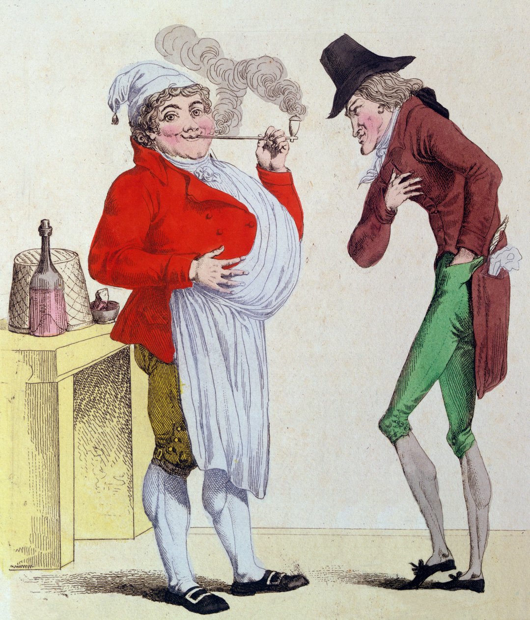 Muž bez starostí a muž bez peněz, květen 1815 (barevná rytina) od French School