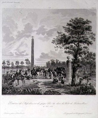 Setkání Napoleona a papeže Pia VII. v lese Fontainebleau, rytina A. Lipinski, 26. listopadu 1804 (rytina) od French School