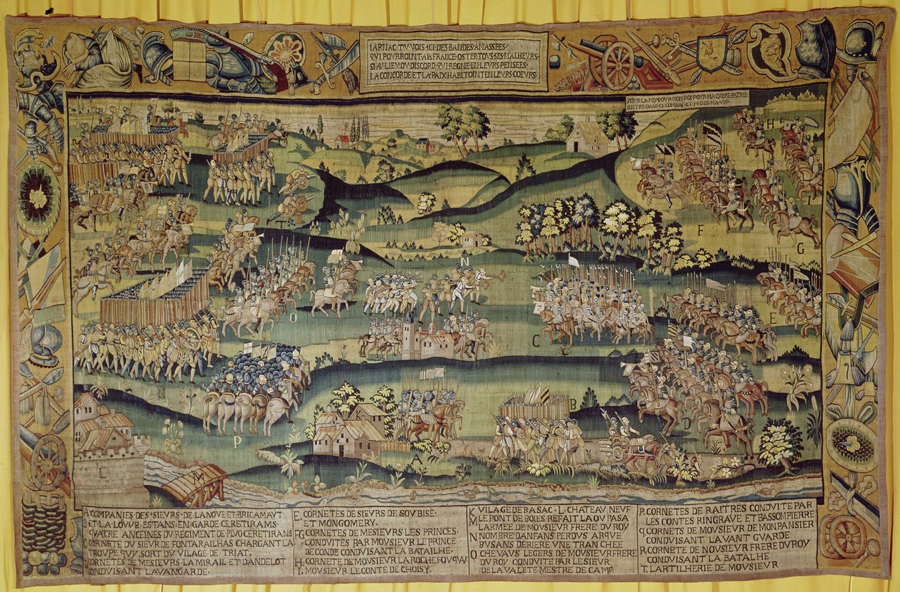 Setkání dvou armád v bitvě u Jarnacu, 13. března 1569 od French School