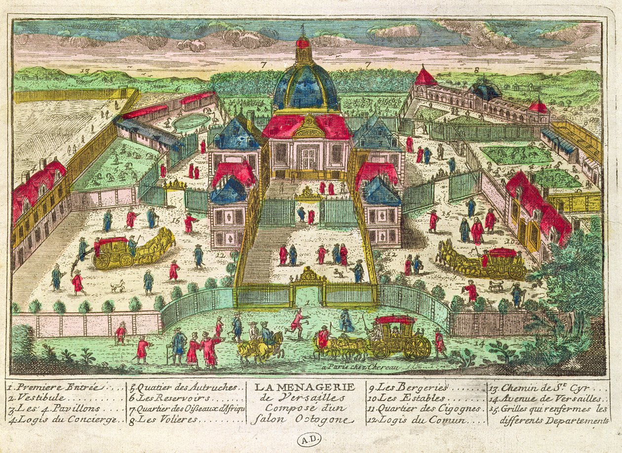 Zvěřinec a osmihranný salon ve Versailles od French School