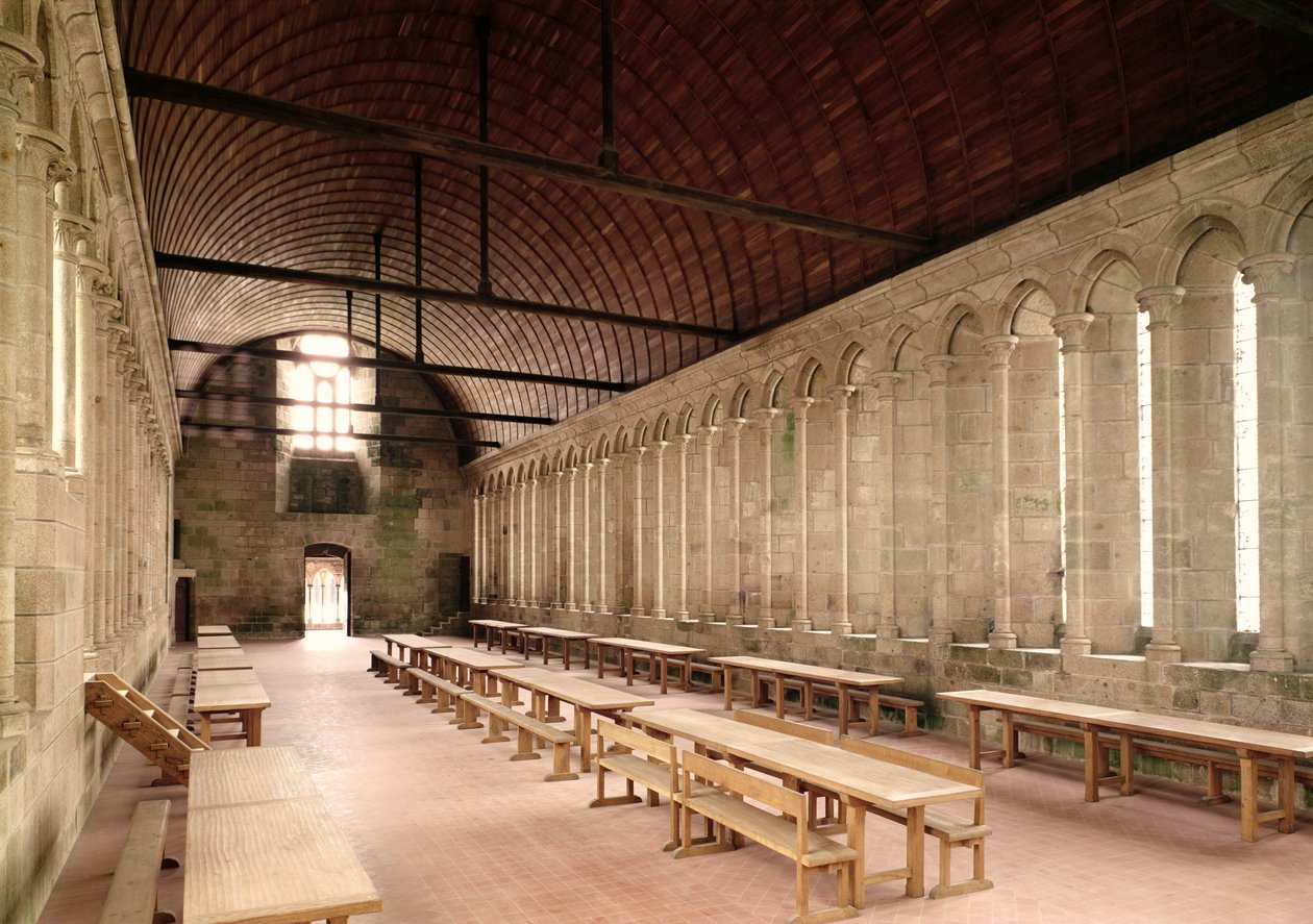 The Monks Refectory, vnitřní pohled na opatství, 1217 od French School