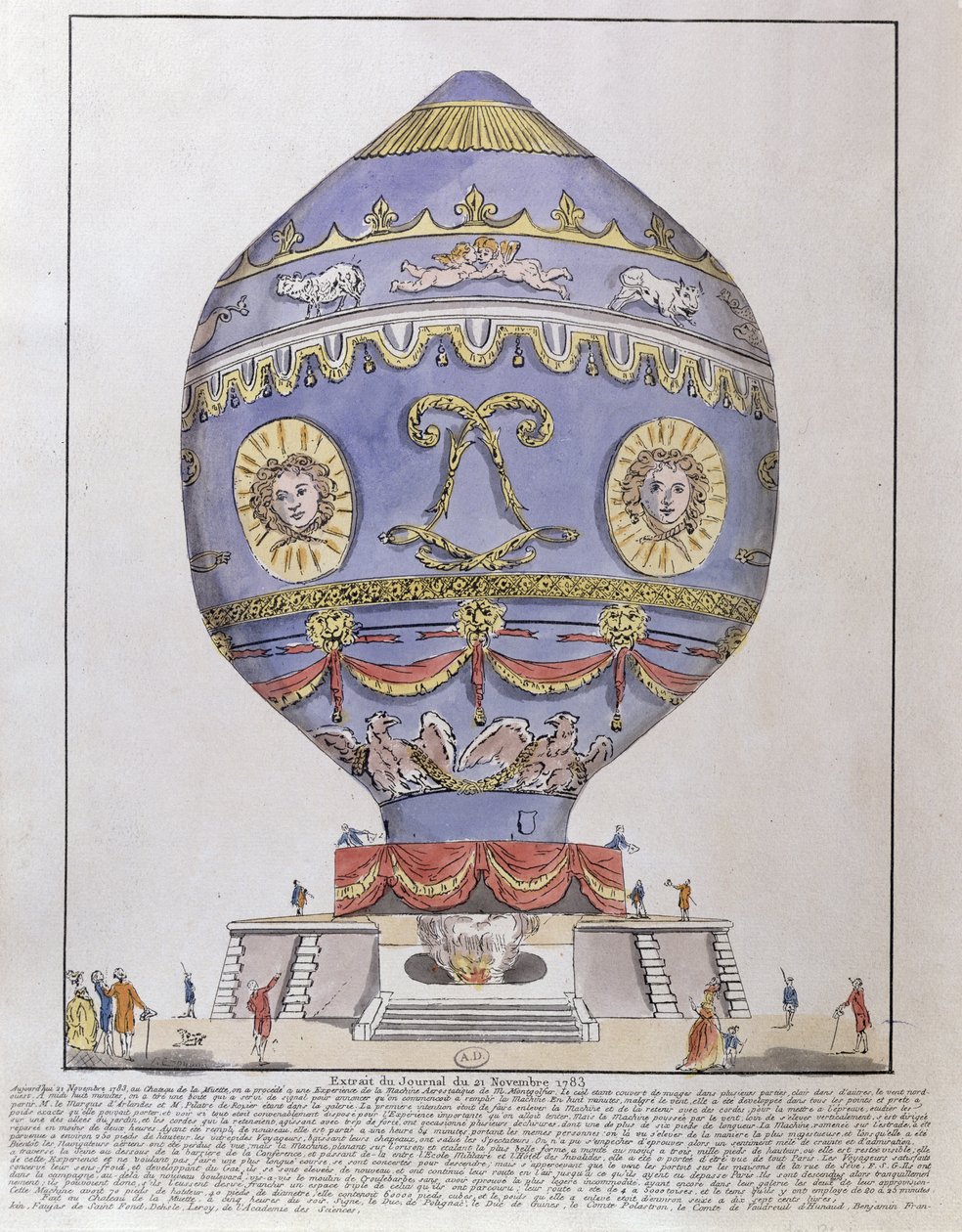 Balónový experiment bratří Montgolfierů v Chateau de la Muette, 21. listopadu 1783 od French School