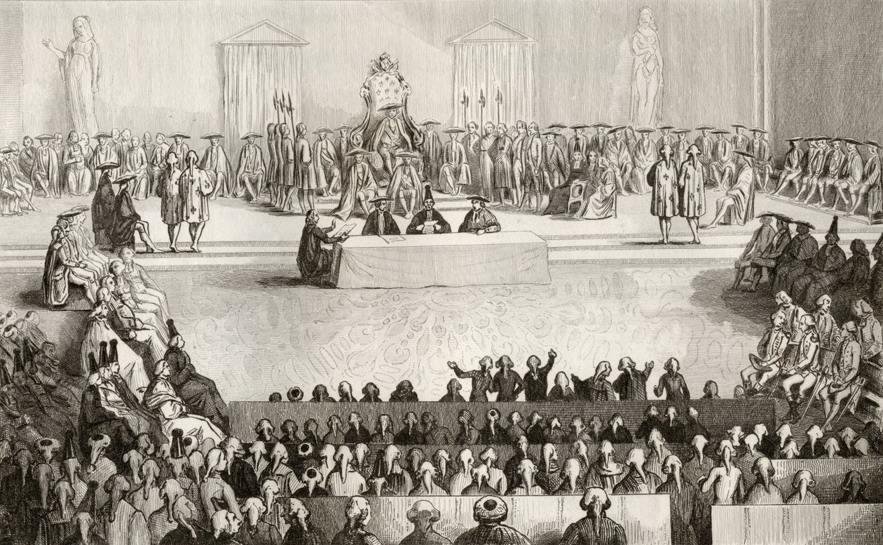 Národní shromáždění za vlády Ludvíka XVI. (1754-93) z „Histoire de France“ od Colarta, vydáno kolem roku 1840 od French School