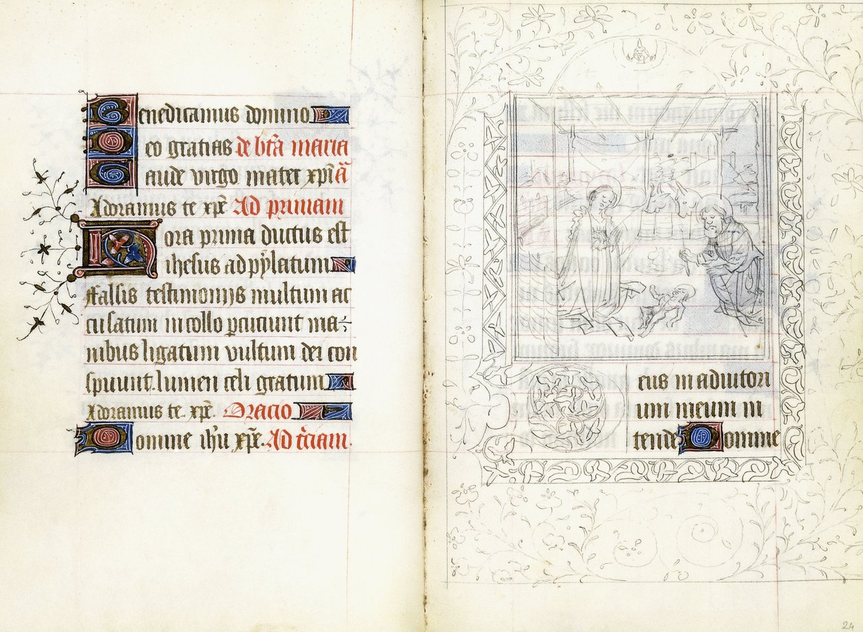 Narození Páně, cca 1440 (rukopis na pergamenu) od French School