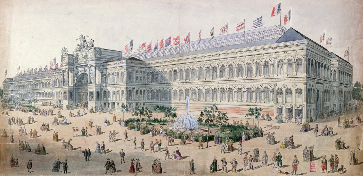 Palais de lIndustrie na výstavě Universelle v roce 1855 od French School