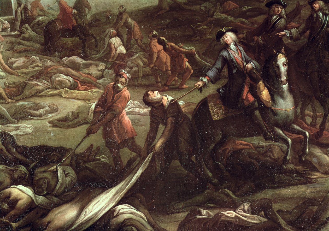 Mor v Marseille v roce 1720 (olej na plátně) (detail) od French School
