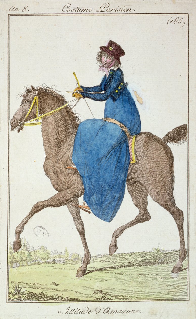 The Pose of the Amazon, módní deska od Costumes Parisiens, 1800 od French School